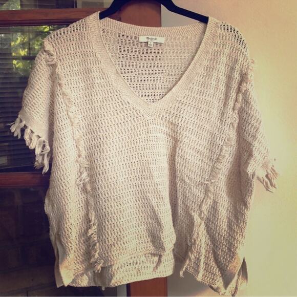 Madewell | Soft Boxy Knit Cream Fringe  Top Size S - Picture 4 of 7